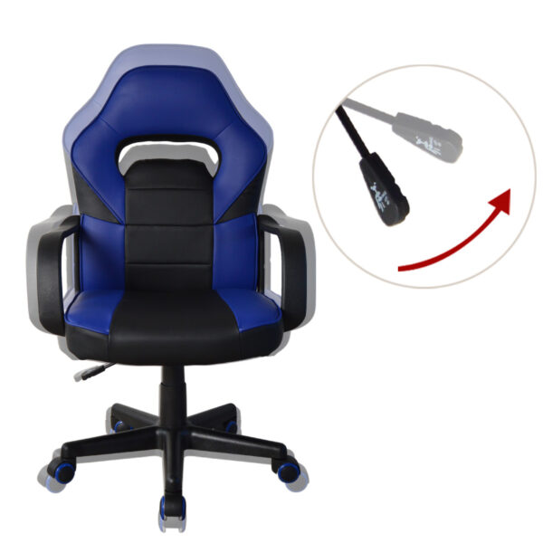 Silla de juego Thomas junior, estilo carreras, altura ajustable, negro y azul. - VDD World ES