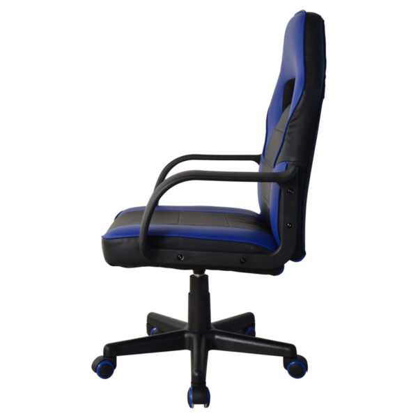 Silla de juego Thomas junior, estilo carreras, altura ajustable, negro y azul. - VDD World ES