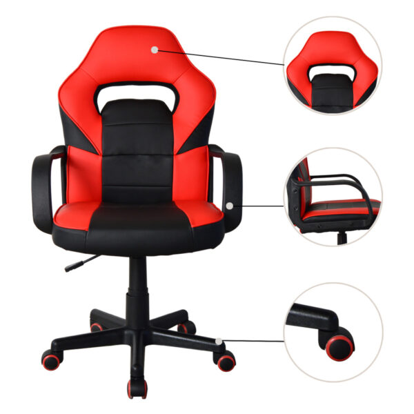 Silla de juego Thomas junior - silla de oficina estilo gaming - altura ajustable - rojo negro - VDD World ES