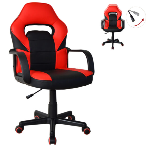 Silla de juego Thomas junior - silla de oficina estilo gaming - altura ajustable - rojo negro - VDD World ES