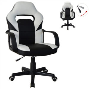 Silla de escritorio Thomas junior - silla de juego estilo racing - altura ajustable - negro blanco