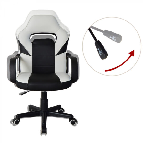 Silla de escritorio Thomas junior - silla de juego estilo racing - altura ajustable - negro blanco - VDD World ES