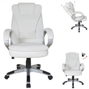 Silla de oficina - silla de dirección - ergonómicamente ajustable - relleno extra grueso - blanco