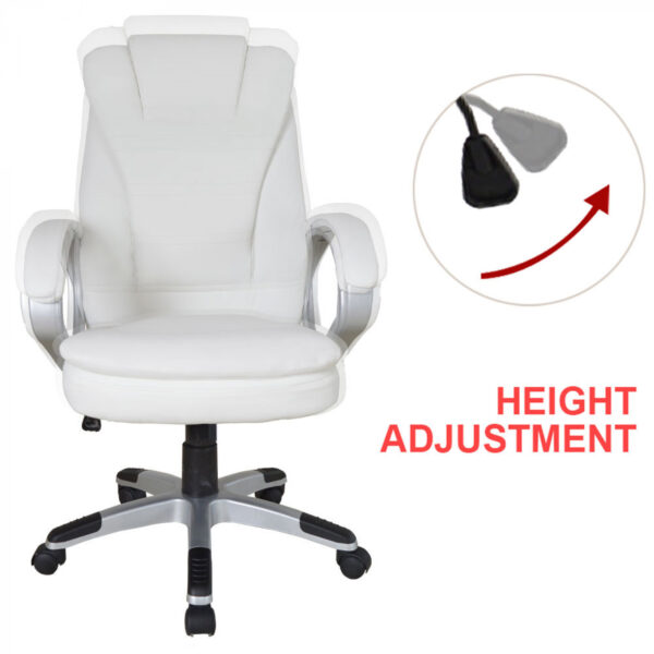 Silla de oficina - silla de dirección - ergonómicamente ajustable - relleno extra grueso - blanco - VDD World ES