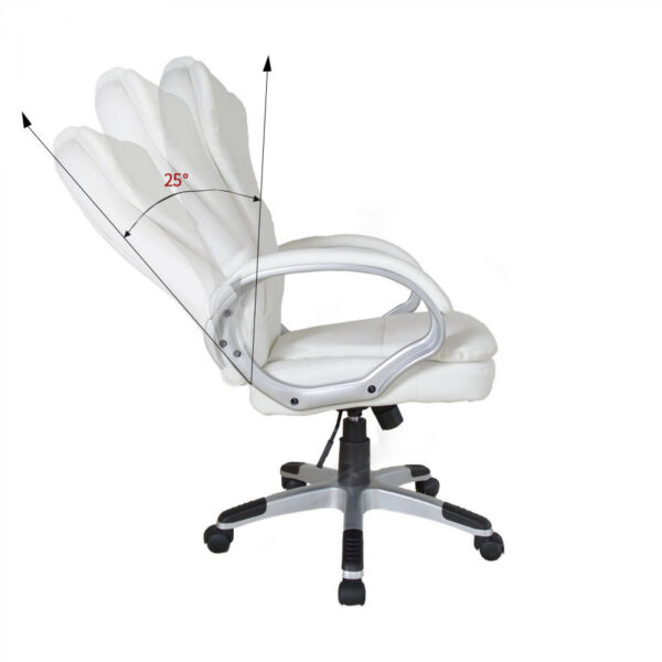 Silla de oficina - silla de dirección - ergonómicamente ajustable - relleno extra grueso - blanco - VDD World ES