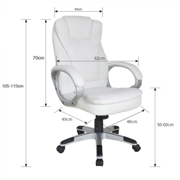 Silla de oficina - silla de dirección - ergonómicamente ajustable - relleno extra grueso - blanco - VDD World ES