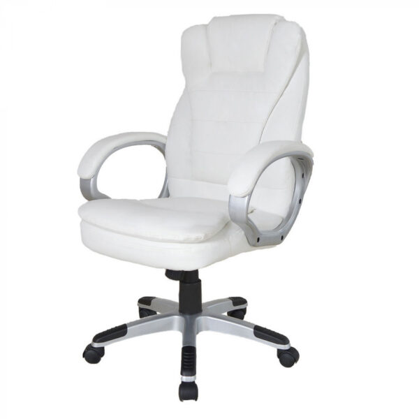 Silla de oficina - silla de dirección - ergonómicamente ajustable - relleno extra grueso - blanco - VDD World ES