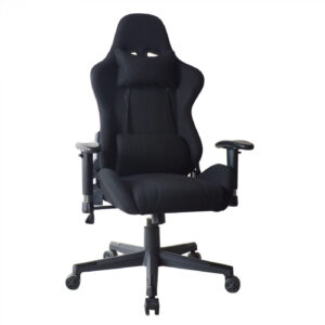 Silla de oficina silla de juego Thomas - estilo de carreras de juego - tapizado de tela - negro