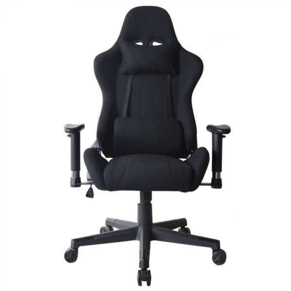 Silla de oficina silla de juego Thomas - estilo de carreras de juego - tapizado de tela - negro - VDD World ES