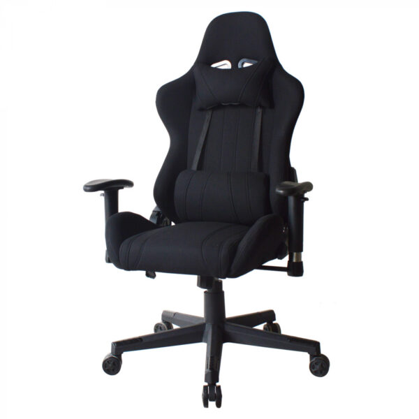 Silla de oficina silla de juego Thomas - estilo de carreras de juego - tapizado de tela - negro - VDD World ES