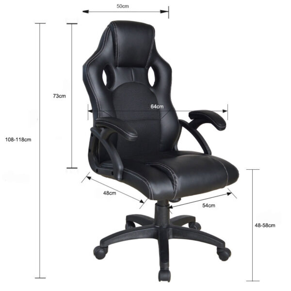 Silla de juego Wouter junior silla de escritorio - estilo de carreras - altura ajustable - negro - VDD World ES