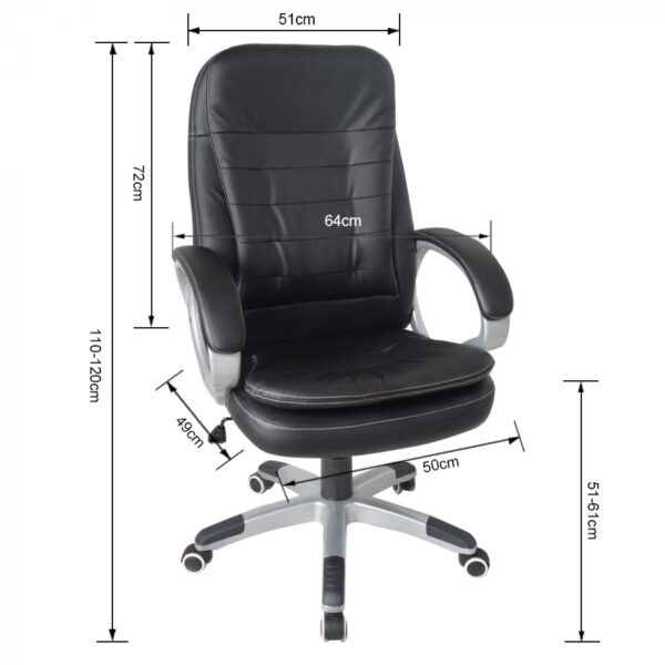 Silla de oficina - silla de dirección diseño - ergonómica ajustable - relleno extra grueso - negro - VDD World ES