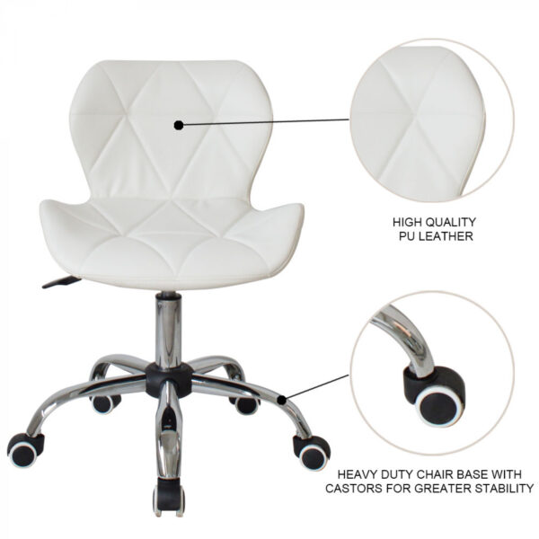 Silla de oficina diseño moderno - silla de dirección - altura ajustable - blanco - VDD World ES