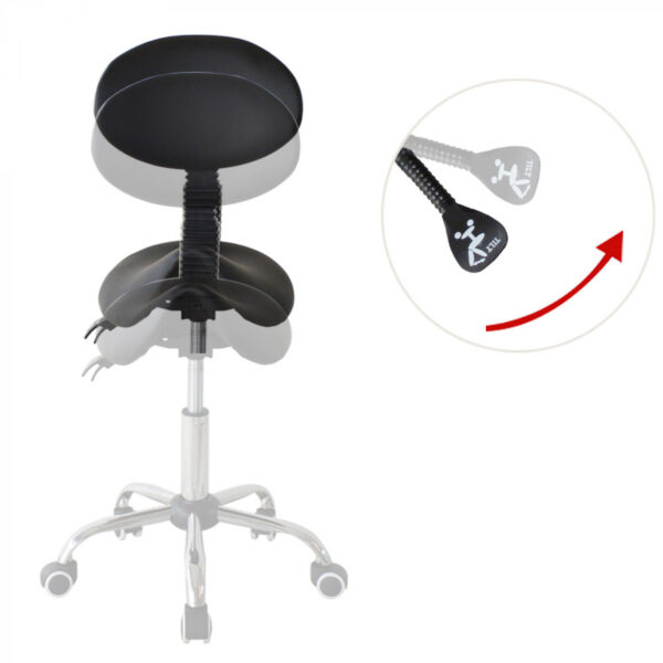 Taburete ergonómico inclinable con respaldo, ideal para peluquería, altura ajustable. - VDD World ES