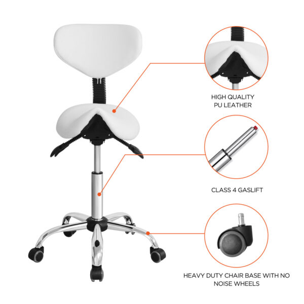 Taburete ergonómico-taburete de peluquero-taburete-altura ajustable-respaldo inclinable y ajustable - VDD World ES