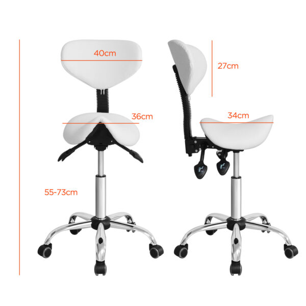 Taburete ergonómico-taburete de peluquero-taburete-altura ajustable-respaldo inclinable y ajustable - VDD World ES