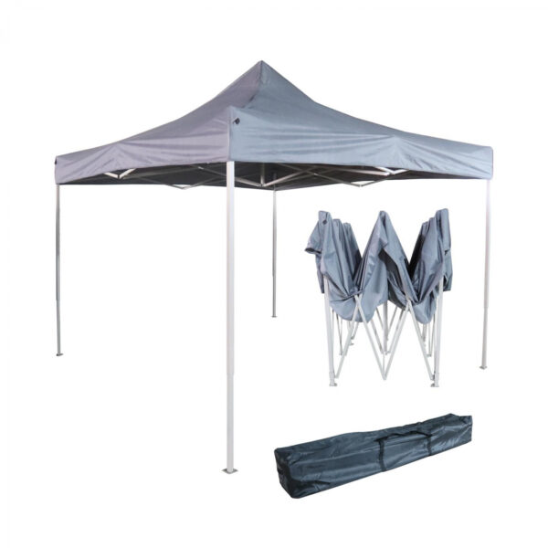 Carpa plegable 3x3, estructura resistente, tela Oxford 420D antracita con PVC. - VDD World ES