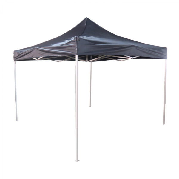 Carpa plegable 3x3, estructura acordeón, tela Oxford 420D negra con recubrimiento PVC. - VDD World ES