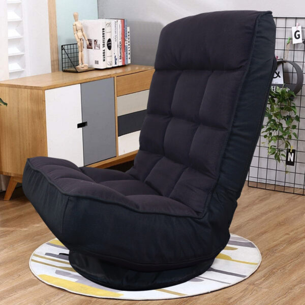 Silla de salón - silla de juego - silla de suelo - respaldo ajustable y plegable - negro - VDD World ES