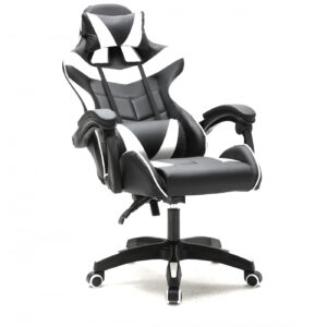 Silla de juego Cyclone para adolescentes-silla de escritorio-silla de juego de carreras-blanco negro