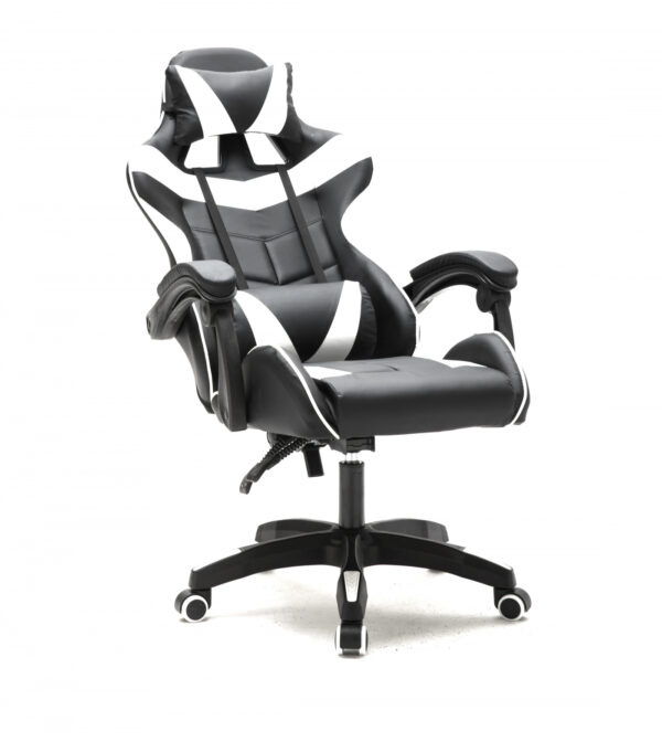 Silla de juego Cyclone para adolescentes-silla de escritorio-silla de juego de carreras-blanco negro - VDD World ES