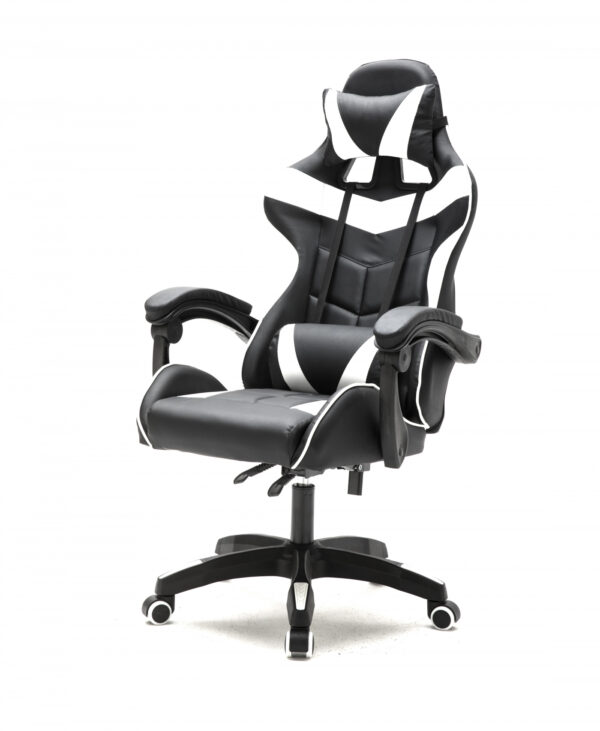 Silla de juego Cyclone para adolescentes-silla de escritorio-silla de juego de carreras-blanco negro - VDD World ES