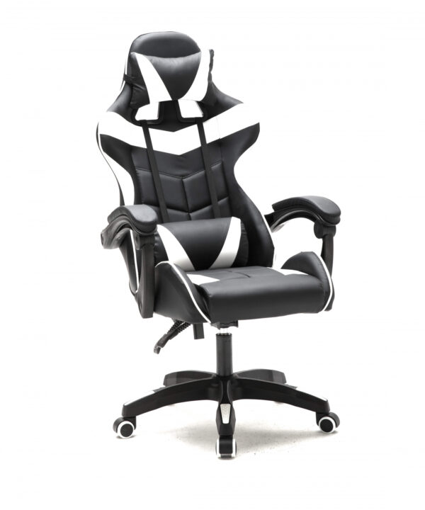 Silla de juego Cyclone para adolescentes-silla de escritorio-silla de juego de carreras-blanco negro - VDD World ES