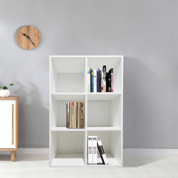 Estantería Vakkie 6 compartimentos abiertos - librería - estantería de pared - blanco - VDD World ES