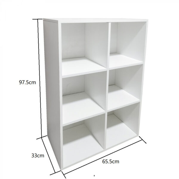 Estantería Vakkie 6 compartimentos abiertos - librería - estantería de pared - blanco - VDD World ES