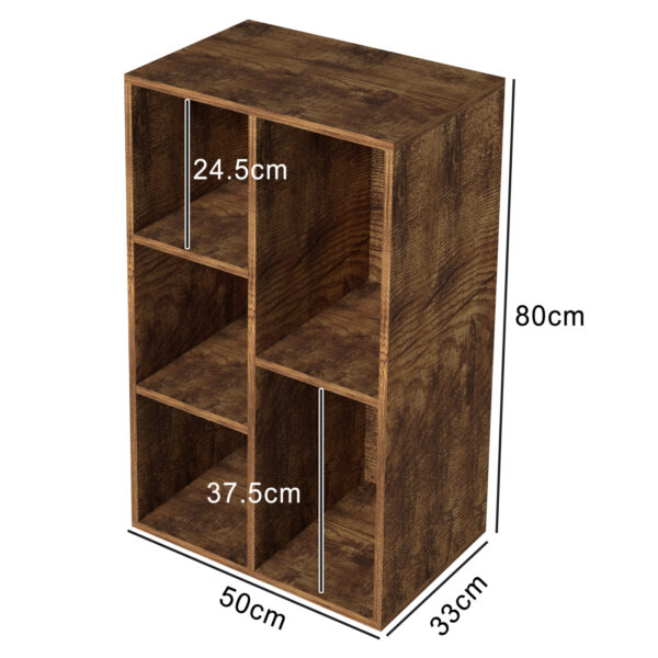 Estantería Vakkie 5 compartimentos, para vinilos LP, de pared, nogal vintage marrón. - VDD World ES