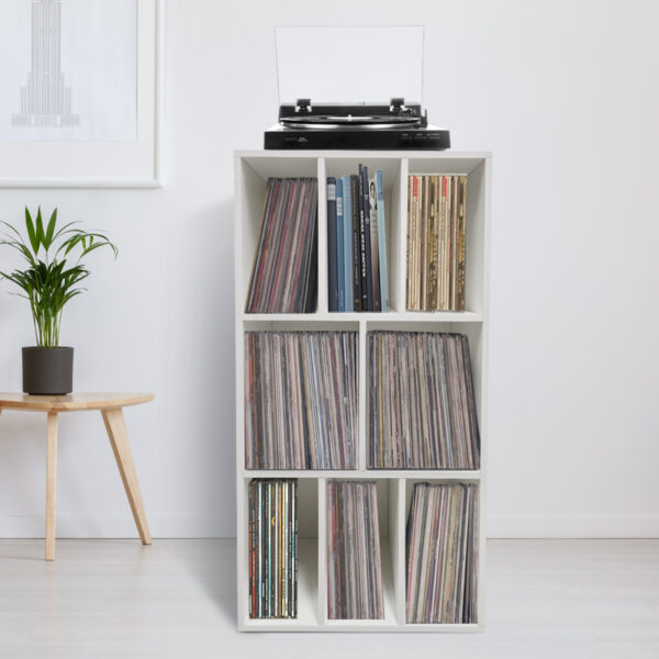 Estantería blanca para vinilos LP con 8 compartimentos. - VDD World ES