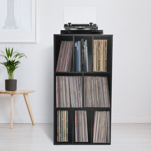 Estantería negra para vinilos LP con 8 compartimentos. - VDD World ES