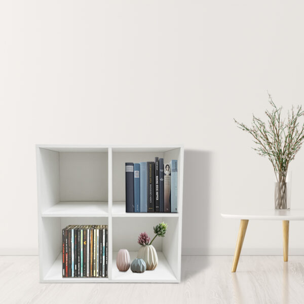 Estantería Vakkie 4 compartimentos abiertos - librería - estantería de pared - blanco - VDD World ES