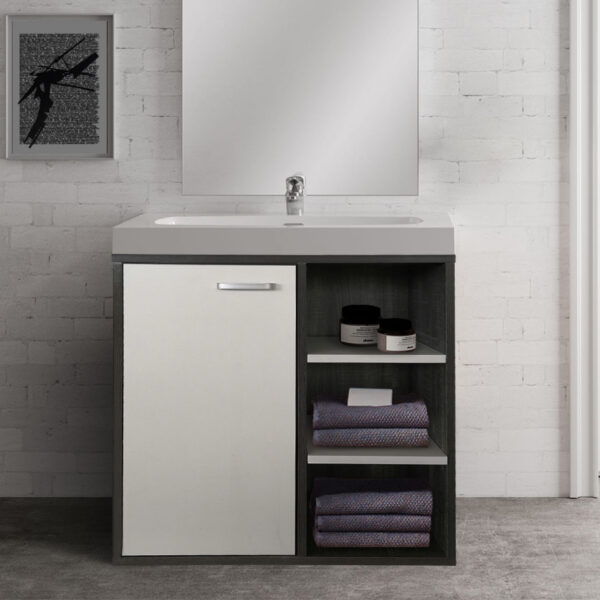 Gabinete de lavabo - mueble de baño - gris con blanco - VDD World ES