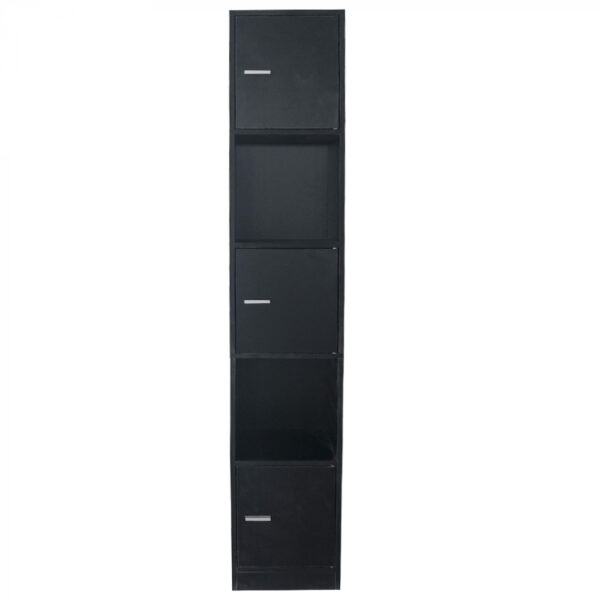 Armario columna baño - armario de almacenamiento baño dormitorio o pasillo - 180 cm de alto - negro - VDD World ES