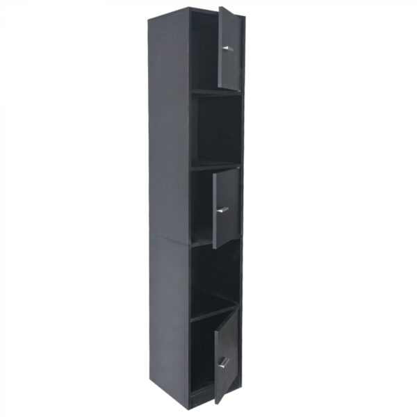 Armario columna baño - armario de almacenamiento baño dormitorio o pasillo - 180 cm de alto - negro - VDD World ES