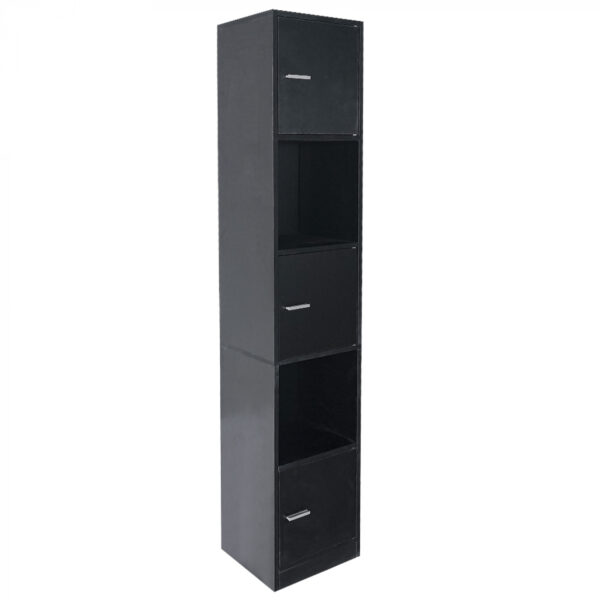 Armario columna baño - armario de almacenamiento baño dormitorio o pasillo - 180 cm de alto - negro - VDD World ES