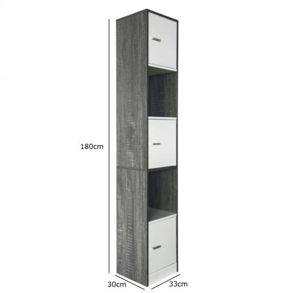 Armario columna baño-armario de almacenamiento baño dormitorio o pasillo-180 cm de alto-color gris - VDD World ES