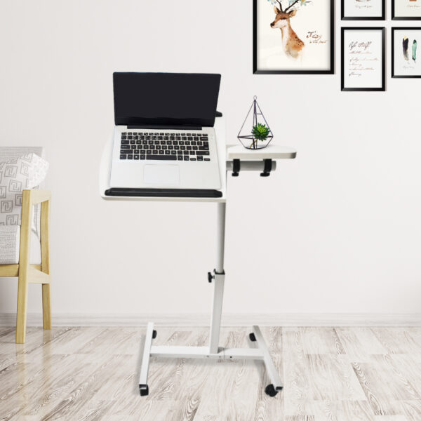 Mesa para portátil soporte para laptop-mesa auxiliar mesa de cama-con ruedas-altura ajustable-blanco - VDD World ES