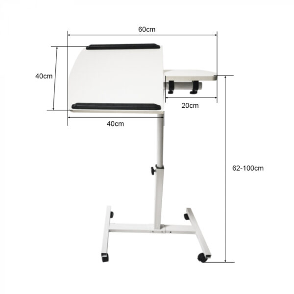 Mesa para portátil soporte para laptop-mesa auxiliar mesa de cama-con ruedas-altura ajustable-blanco - VDD World ES