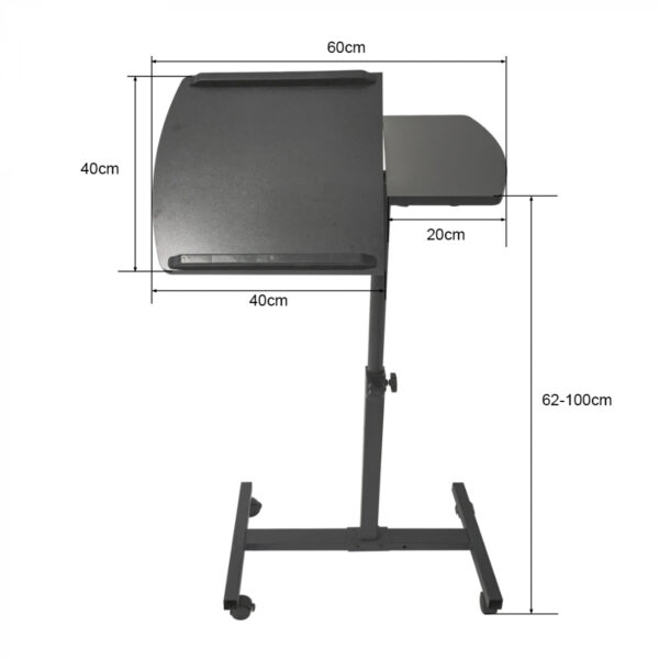 Mesa para portátil soporte para laptop-mesa auxiliar mesa de cama-con ruedas-altura ajustable-negro - VDD World ES