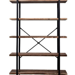 Estantería de pared librería diseño industrial robusto metal madera 178 cm de alto negro