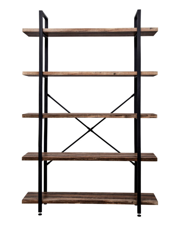 Estantería de pared librería diseño industrial robusto metal madera 178 cm de alto negro - VDD World ES