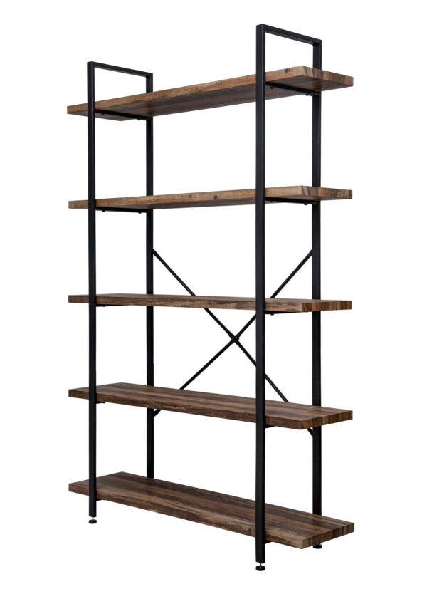 Estantería de pared librería diseño industrial robusto metal madera 178 cm de alto negro - VDD World ES