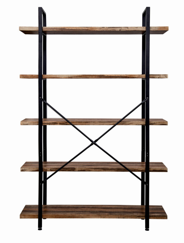 Estantería de pared librería diseño industrial robusto metal madera 178 cm de alto negro - VDD World ES