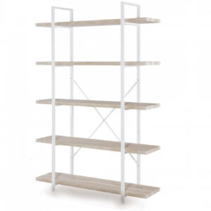 Estantería librería diseño industrial robusto metal madera 178 cm de alto blanco