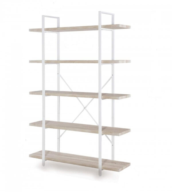 Estantería librería diseño industrial robusto metal madera 178 cm de alto blanco - VDD World ES