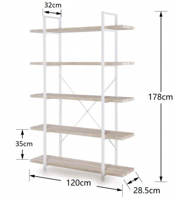 Estantería librería diseño industrial robusto metal madera 178 cm de alto blanco - VDD World ES