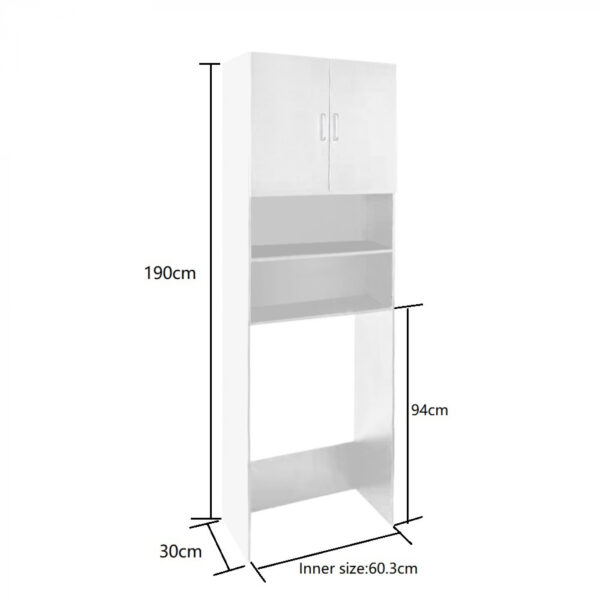 Armario para lavadora secadora - mueble de conversión lavadora secadora - 190 cm de alto - blanco - VDD World ES