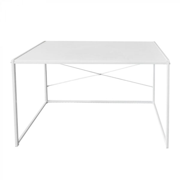 Mesa portátil blanca de diseño industrial, 100 cm de ancho, ideal como mesa auxiliar. - VDD World ES